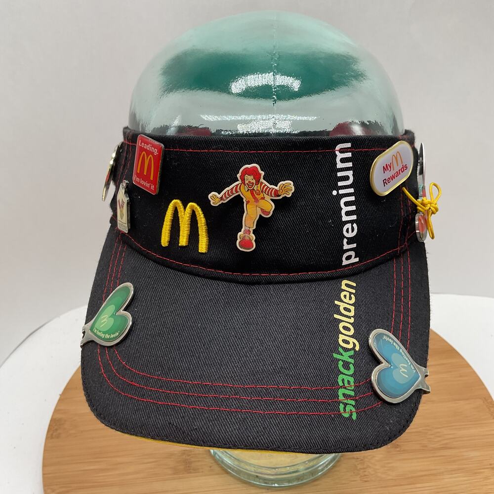 McDonalds Snack Golden Premium Uniform Visor with 10 Collectible Pins